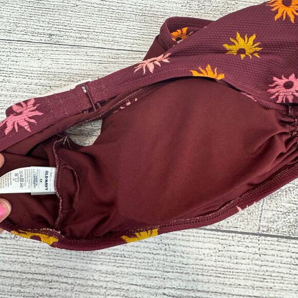 Old Navy Plus Size Maroon Sun Printed Swim Bikini Top Size 3X - Picture 6 of 7